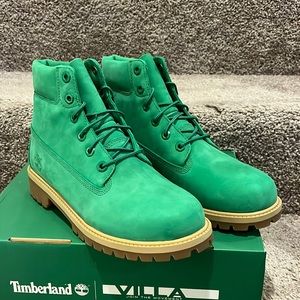 Timberland x Villa 6” Premium WPBT bright green Boots Boys size 6.5 Junior Youth